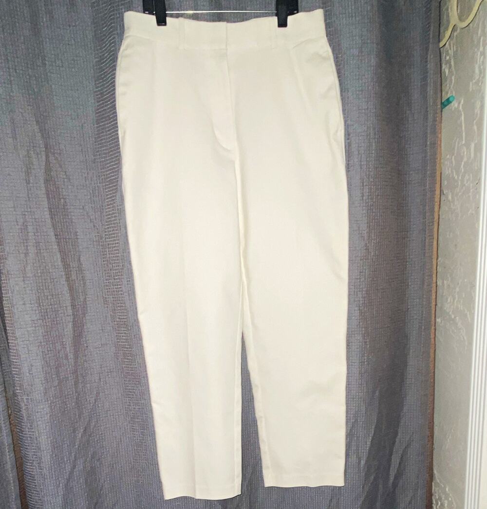 Calvin Klein Women’s White Ponte Straight Leg Dress Pants Mid Rise Stretch 4